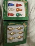 Christmas Trimmeries By Bradford Assorted Hand Painted Glass Ornaments. 2 Boxes. Fixed Price $18.00.