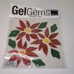 Gel Gems Window Clings Poinsettia Flowers Christmas Holiday Glitter Decor Nos. Fixed Price $9.97.