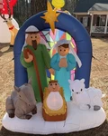 Christmas Gemmy 6 Ft Lighted Nativity Scene Mary Joseph Baby Jesus Inflatable. Fixed Price $106.05.