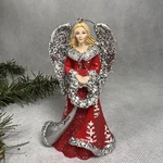Set 2 Kurt Adler Ruby Red Angel Ornaments Resin Christmas Silver Wreath 4". Fixed Price $12.33.