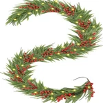 6 Ft Led Christmas Norfolk Pine Garland W/ Red Berry Battery Operated Home Decor. Fixed Price $21.84.