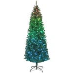 Homcom 7FT Christmas Tree With Synchronized Leds, Hinged Slim Fir. Fixed Price $107.99.