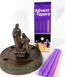 Rare Vtg. Abbey Press Christmas Nativity Advent Wreath Holder & 8 Candles. Fixed Price $149.99.