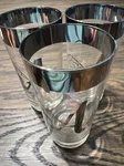 Vintage Mcm Queens Lusterware High Ball Glasses Initial Silver Rimmed Set Of 3. Fixed Price $17.99.