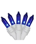Northlight Set Of 50 White Wire Blue Mini Christmas 2.5" Spacing. Fixed Price $20.00.