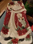 Fitz And Floyd Poinsettia Santa Elongated Tray 2014 A8. Fixed Price $15.90.