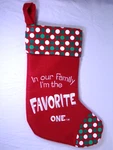 Kurt Adler "in Our Family....." Christmas Stocking Favorite One New!!. Fixed Price $19.88.