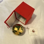 Inge-glas Hand Painted Glass Christmas Ornament Holly Gold Green Red With Box. Fixed Price $22.00.