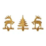 Glitzhome Polyresin Christmas Stocking Holders Set Of 3 Golden Tree And Reind.... Fixed Price $84.00.