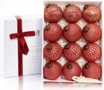 12PCS Red Christmas Ball Tree Ornaments, Rustic Decorations, 3.15". Fixed Price $20.00.