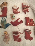 10 Flocked Plastic Christmas Tree Ornaments Santas, Mixed Lot. Fixed Price $17.99.
