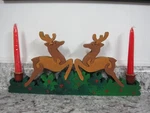 Vintage Department 56 Large Wooden Puzzle Christmas Reindeer Candle Holder Nos. Fixed Price $22.00.
