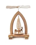 Dregeno Seiffen Dregano Holiday Deer Christmas Pyramid, Natural Wood Finish,. Fixed Price $181.25.