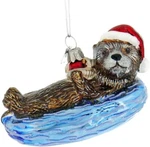 Kurt Adler Noble Gems Sea Otter Glass Christmas Tree Ornament NB1553. Fixed Price $21.95.