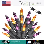 Toodour Orange & Purple Halloween Lights 25FT, 100 Count Incandescent Mini Bulbs. Fixed Price $14.99.