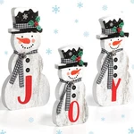 3 Pcs Christmas Snowman Table Top Decoration Joy Wooden Sign Holiday Cente. Fixed Price $21.08.