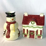 Father Christmas Snowman Creamer & House Sugar Set 3PC By Block Gear. Fixed Price $22.00.