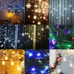 96LED Curtain Fairy Light Snowflake Star Xmas Tree Holiday Party Wedding. Fixed Price $14.12.