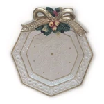 Vintage Fitz & Floyd Ceramic Christmas Plate, 1996, Snowy Woods Octagon. Fixed Price $22.46.