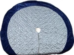 Blue Velvet And Satin Holiday Christmas Tree Skirt With Small Beaded Stars 51". Fixed Price $19.99.