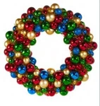 24" Christmas Shop Ornament Ball Wreath Multicolor Plastic New Raz W4516429. Fixed Price $139.95.