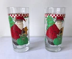 Set Of 2 Vintage Christmas Glasses Tumblers Anchor Hocking Santa Claus 6-1/4". Fixed Price $24.00.