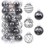 Sea Team 60MM/2.36" Shatterproof Clear Plastic Christmas Ball Black Glitter (30). Fixed Price $21.99.
