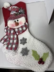 Christmas Stocking Snowman 3D 20 Tall Red Felt Hat Dandee. Fixed Price $19.00.