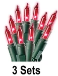 (3) Holiday Wonderland 4053-88A 50 Count Red Extra Bright Christmas Light Sets. Fixed Price $39.90.