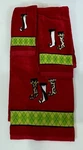 Jc Penney 3-PIECE Christmas Stockings Towel Set Embroidered 100% Cotton. Fixed Price $22.00.