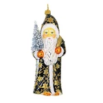 Gabriela Christoff Winter Golden Sparkle Glass Ornament Christmas Santa 29733. Fixed Price $83.99.