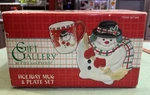 Fitz & Floyd Gift Gallery Holiday "smowman" Mug Plate Set Nib. Fixed Price $18.00.