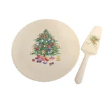 Mikasa Christmas Spirit B2098 Bone China Cake Plate And Server Set Japan Narumi. Fixed Price $32.00.
