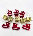 Vintage Flocked Santas, Boots & Presents Mini Christmas Tree Ornaments Lot Of 11. Fixed Price $14.77.