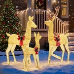Large Warm Lighted Christmas Family Set Bright Led Lights Standing Reindeer. Fixed Price $119.60.