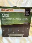 Sylvania 9 Feet 8- Function Led Star Curtain Lights New. Fixed Price $20.00.
