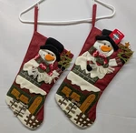 December Home 2 Christmas Stockings Mixed Fabrics Snowman Chimney Scarf Tree Nwt. Fixed Price $17.99.