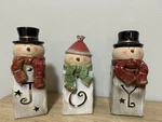 Kirklands Snowmen Ceramic Candle Holders Joy Winter Christmas Decor Box. Fixed Price $25.99.