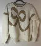 Vintage Jaclyn Smith Christmas Sweater Beaded Bow 80 Petite Medium. Fixed Price $14.99.