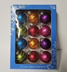 Solid Colored Glitter Striped 1.75" Glass Christmas Ornaments Box Of 12 Target. Fixed Price $20.00.