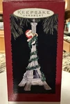 Vintage Hallmark Keepsake Ornament 1995 Santa Paris Eiffel Tower Joyeux Noel. Fixed Price $14.95.