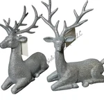 Raz Imports Silver Glittered Deer Set Buck & Doe Winter Decor. Fixed Price $36.90.