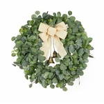 28 Inch Eucalyptus Wreath With Bells & Bow For Front Door, Faux Greenery Wrea.... Fixed Price $65.40.