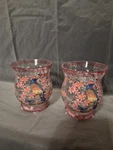 Transpac Pink And Blue Bird Crackle Votive Glass Set Of 2 Deco Collectible New. Fixed Price $15.29.