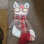 Holiday Time Owl Christmas Stocking 19.5 Button Fur Yarn Felt New. Fixed Price $14.99.
