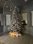 Costway 9 Ft Snow Flocked Christmas Tree, Artificial Holiday Hinged Pine. Fixed Price $180.00.