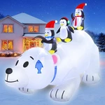 Funfanso 8 Ft Christmas Inflatable Polar Bear With Penguins Outdoor Colorful. Fixed Price $90.29.