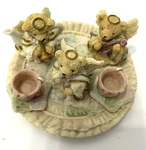 10 Piece Musical Angel Bears Mini Tea Set On Patchwork Design Plate - Preowned. Fixed Price $27.19.