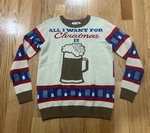 New Fun.com All Want For Christmas Beer Ugly Sweater Pullover Mens Medium. Fixed Price $19.99.