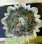 Mikasa Holiday Landscape Footed Bon Dessert Dish 10" Fluted Edge Germany. Fixed Price $18.95.